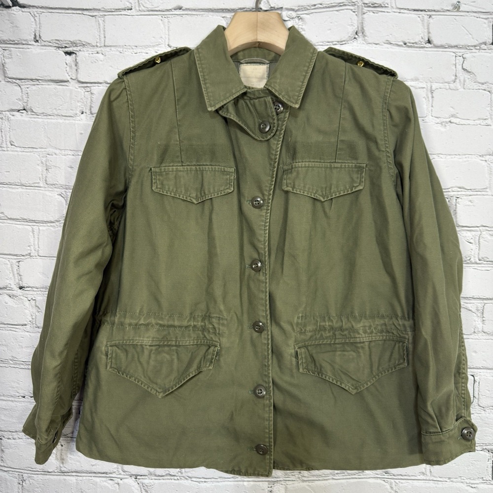 Vintage 70s Women's M43 Field Coat 14R‎ OG-107 US Army Master Sergeant Subdued
